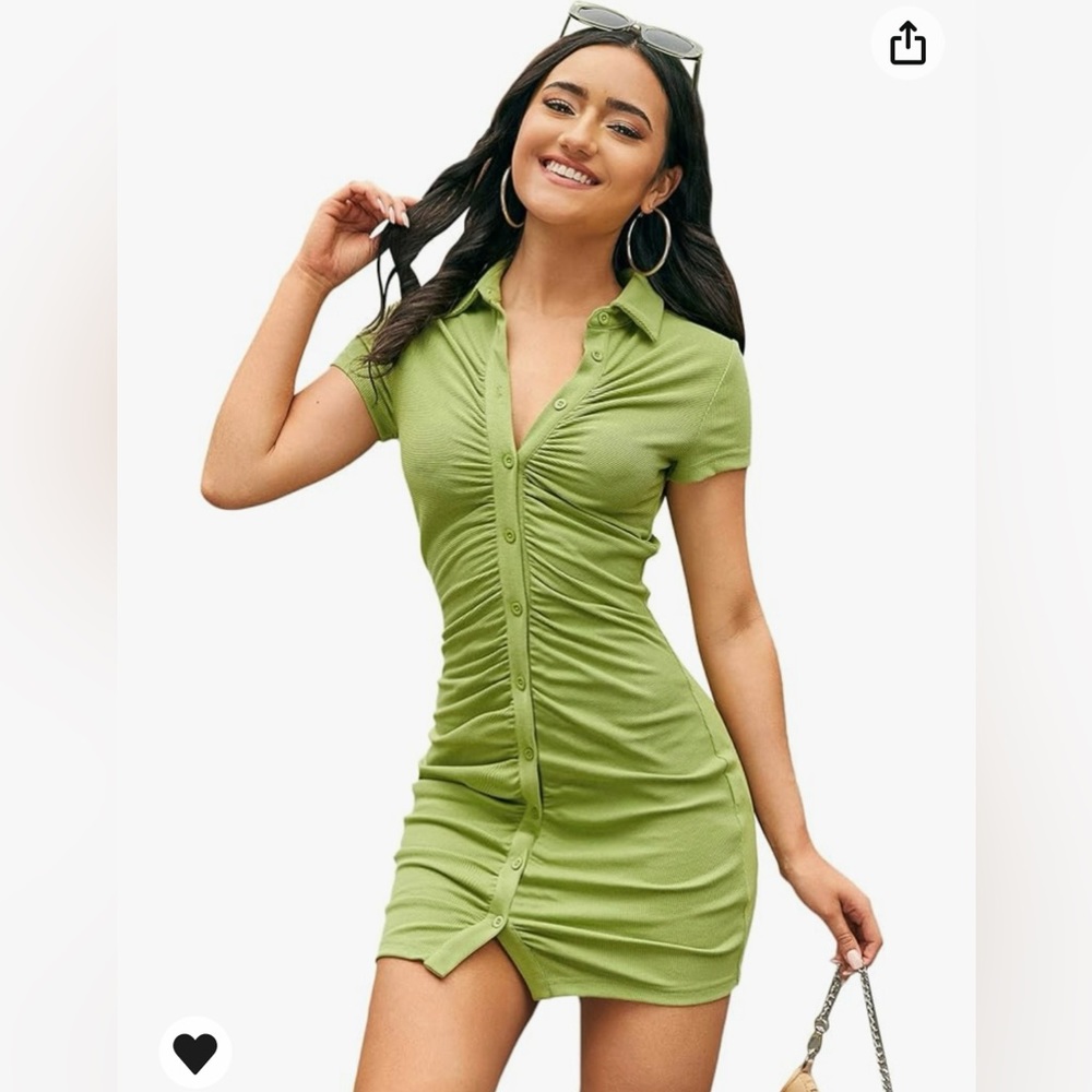 Romwe Ribbed Button Down Mini Dress - Picture 2 of 6
